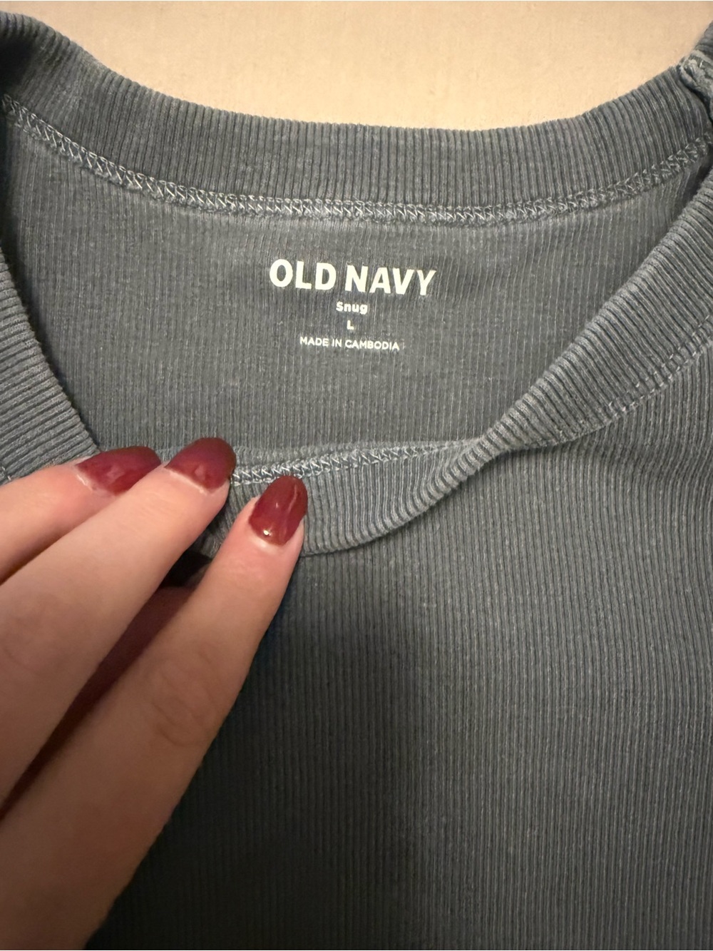 Old Navy Long Sleeve Ribbed Crewneck Top - Slate Blue